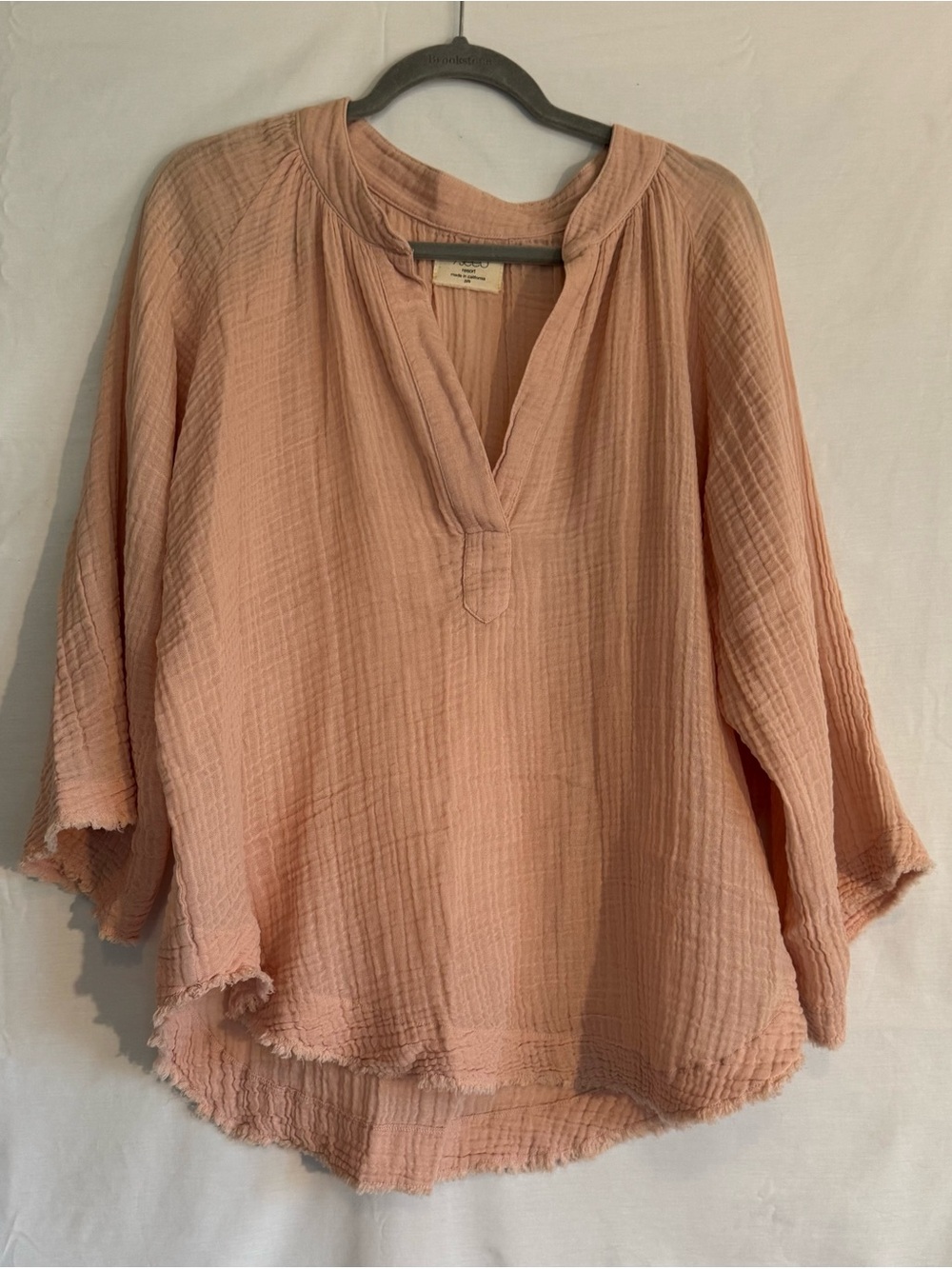 9 Seed Women's pink Peach Gauze V-Neck Tunic Top